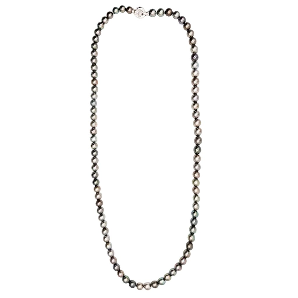Collier de Perles en perles de Tahiti, or blanc et diamants - Castafiore