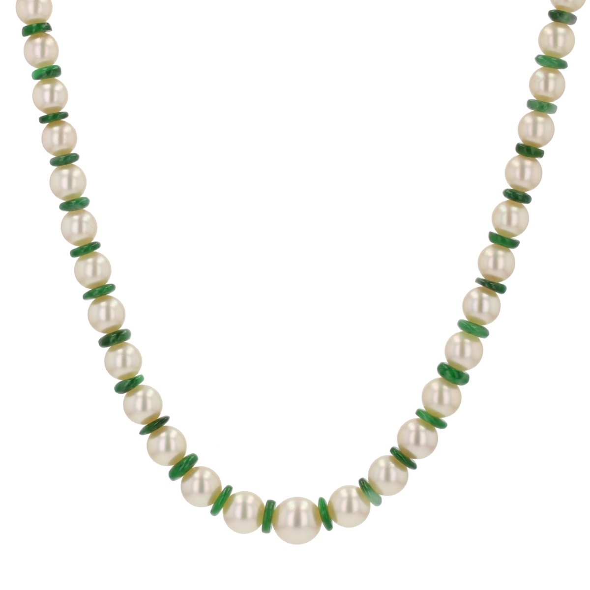 Collier de perles et jade en or blanc - Castafiore
