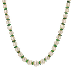 Collier de perles et jade en or blanc - Castafiore