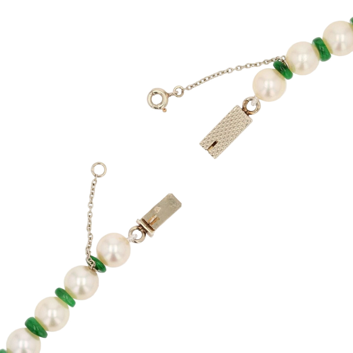 Collier de perles et jade en or blanc - Castafiore