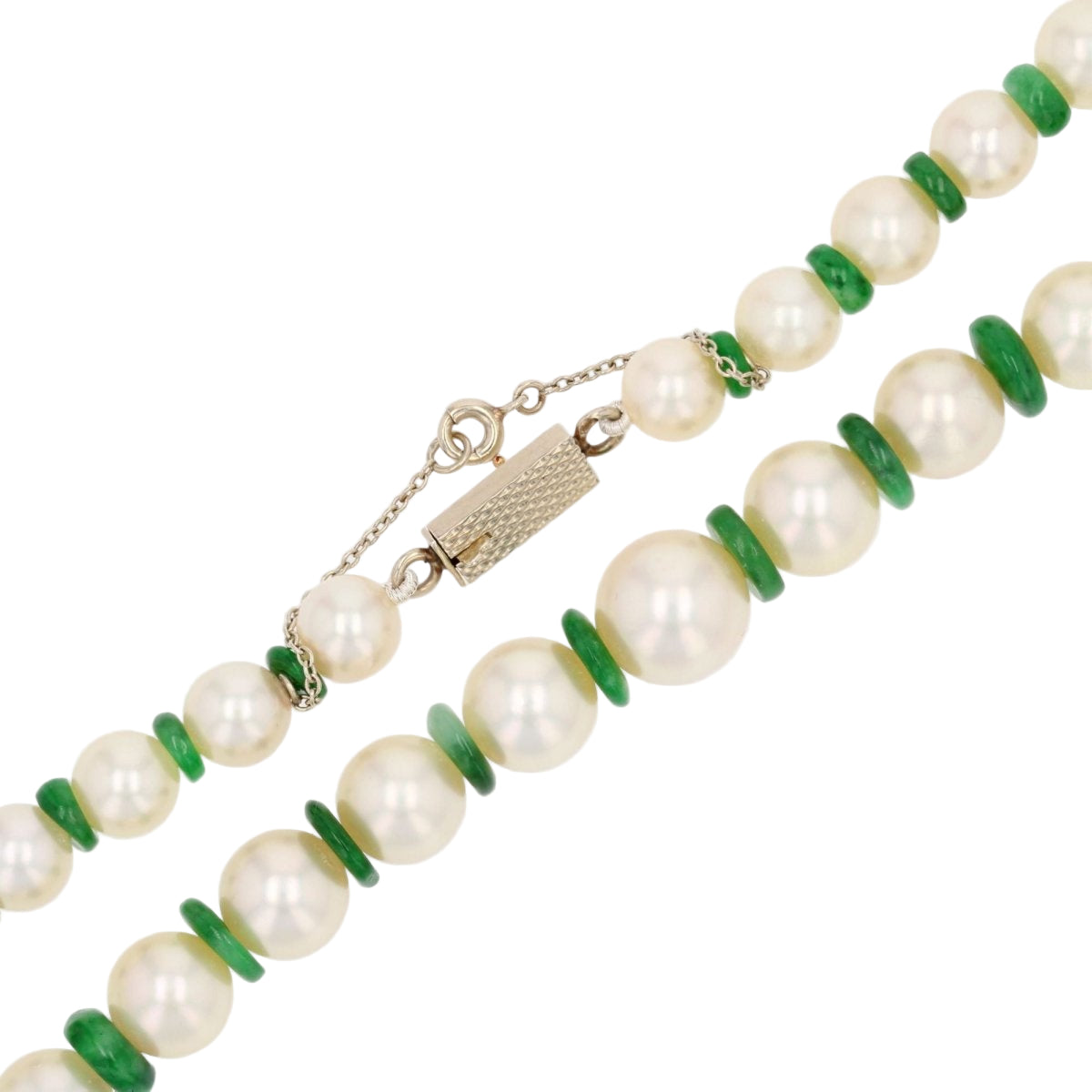 Collier de perles et jade en or blanc - Castafiore