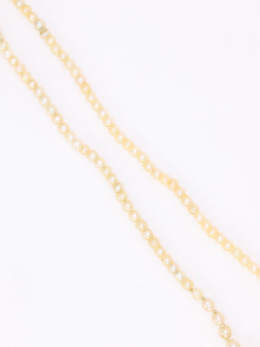 Collier de perles fines fermoir or jaune diamants taille rose - Castafiore