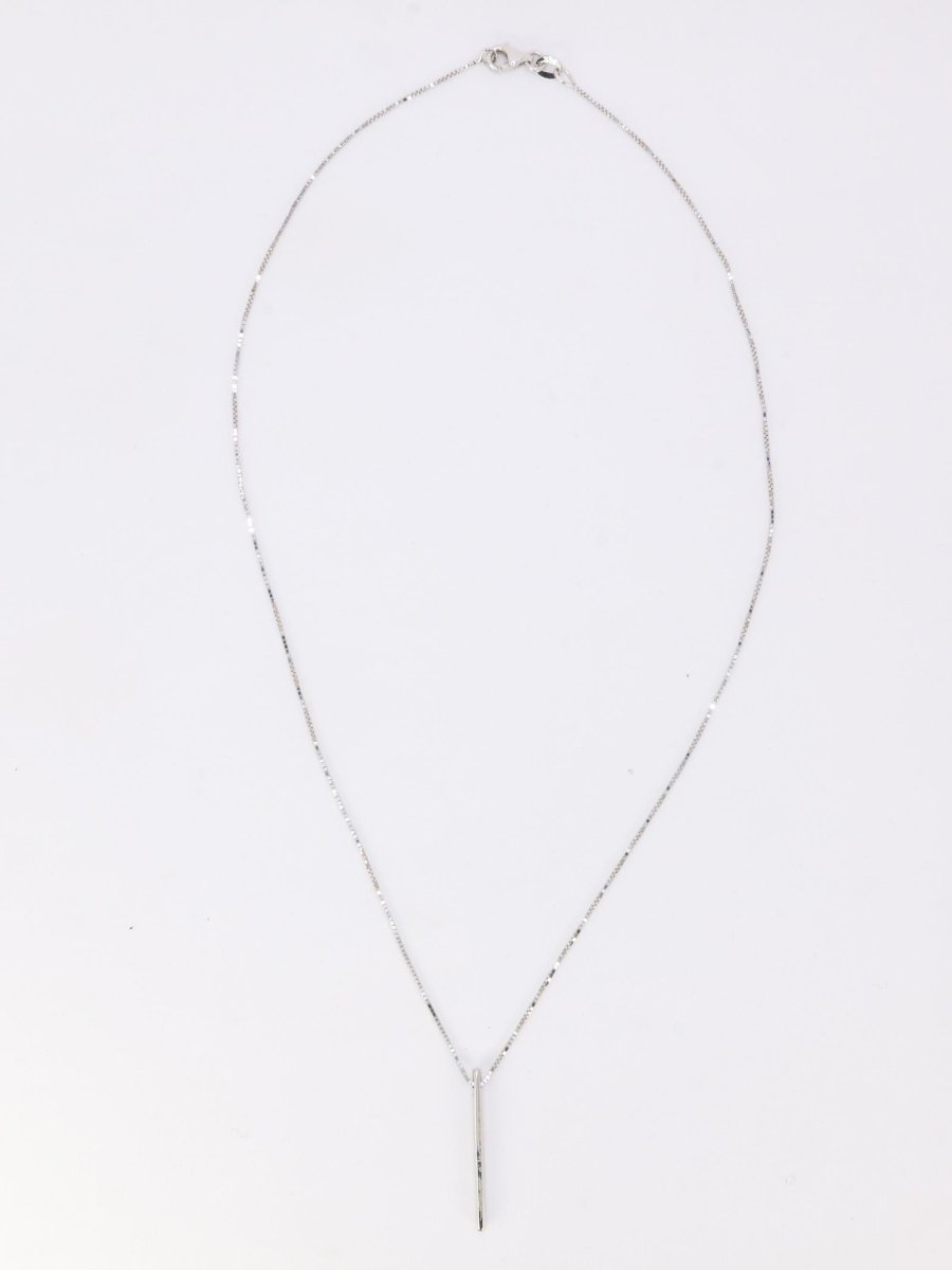 Collier diamant barrette verticale or blanc - Castafiore