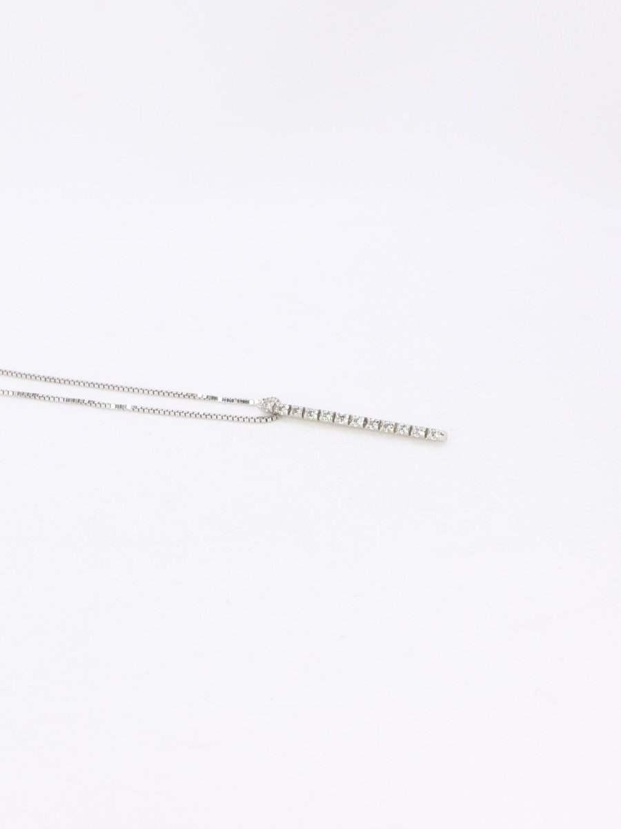 Collier diamant barrette verticale or blanc - Castafiore