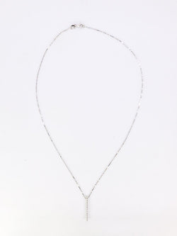 Collier diamant barrette verticale or blanc - Castafiore