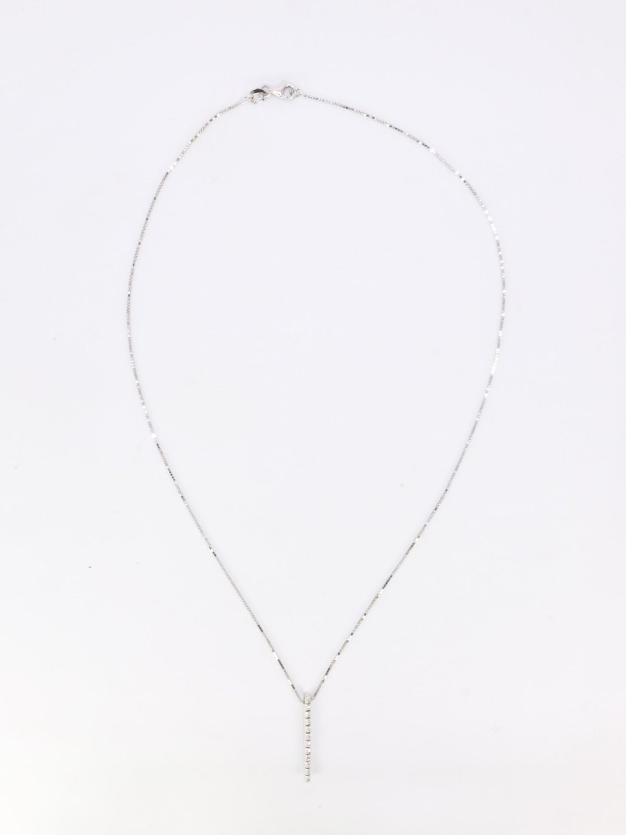 Collier diamant barrette verticale or blanc - Castafiore