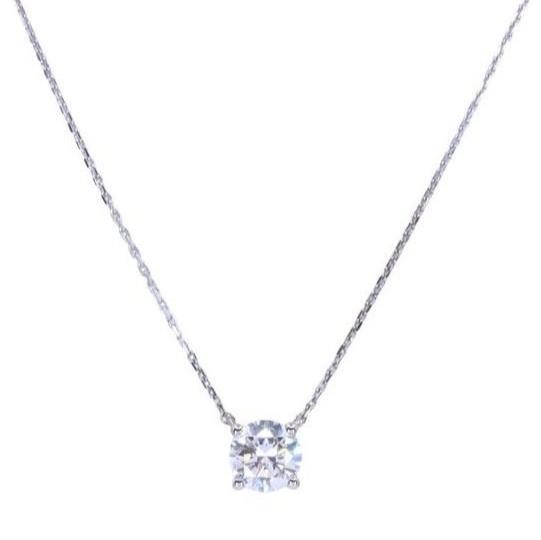 Collier diamant solitaire 1.05 carat en or blanc - Castafiore