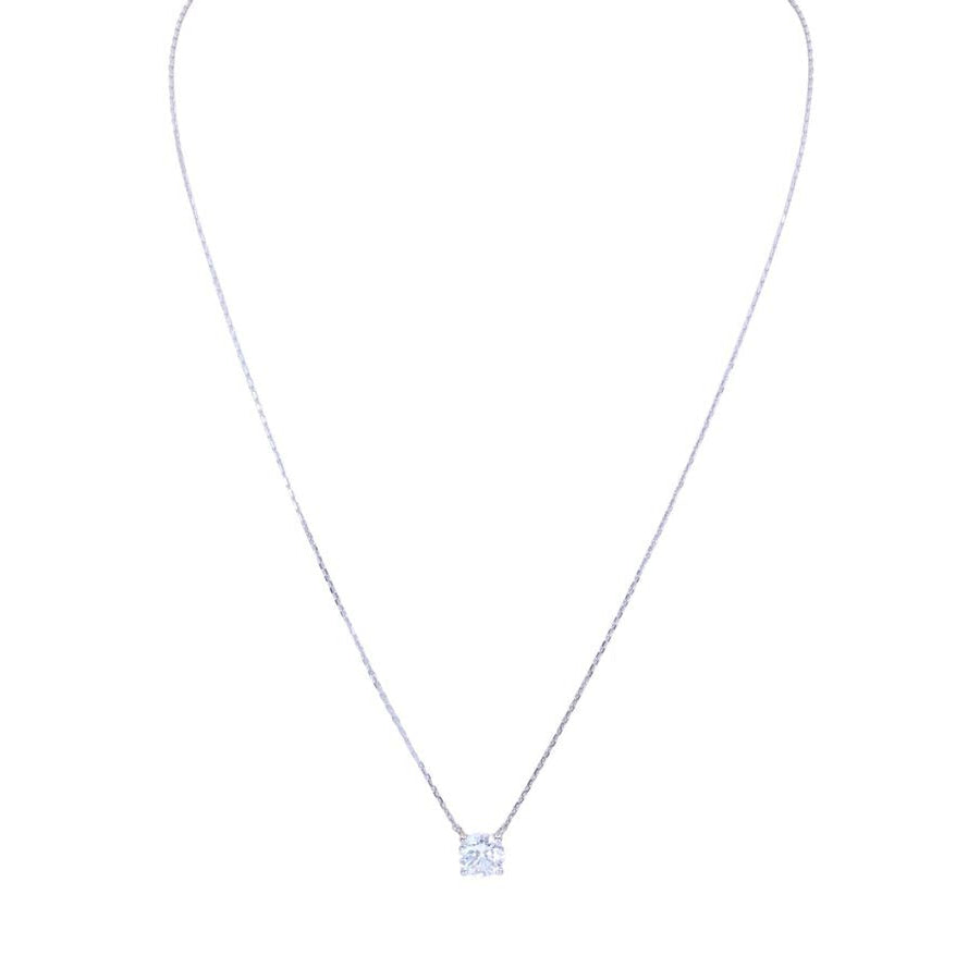 Collier diamant solitaire 1.05 carat en or blanc - Castafiore