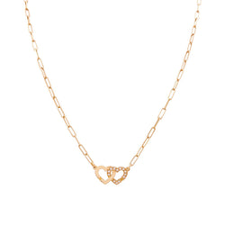 Collier DINH VAN "Double Coeur" en or rose et diamants - Castafiore