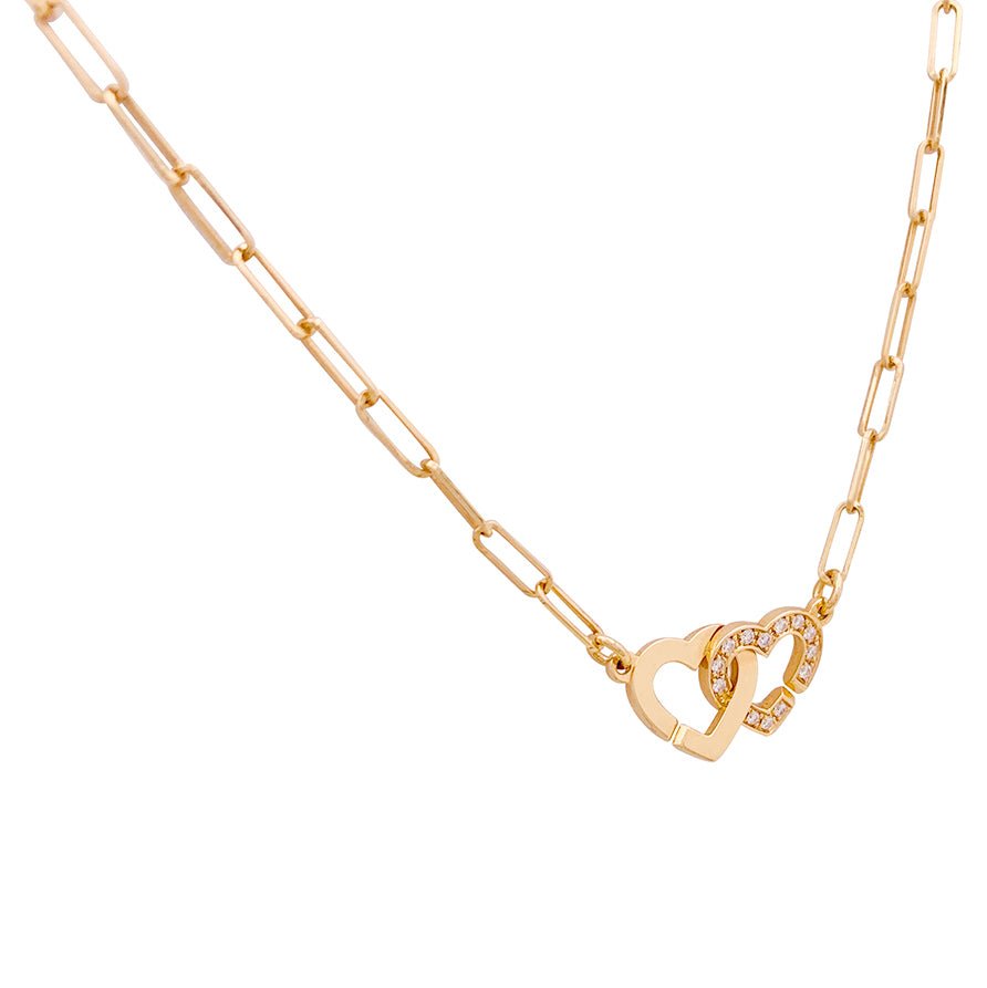 Collier DINH VAN "Double Coeur" en or rose et diamants - Castafiore