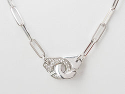 Collier Dinh Van Menottes R12 Or Blanc et Diamants - Castafiore