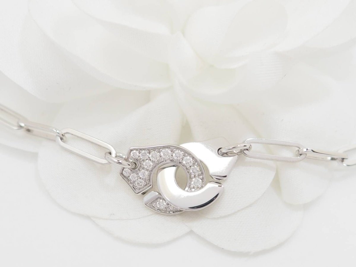 Collier Dinh Van Menottes R12 Or Blanc et Diamants - Castafiore