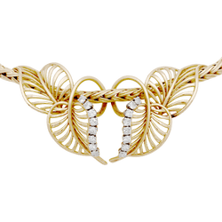 Collier Draperie ANDRÉ COL "Feuillages" en or jaune et diamants - Castafiore