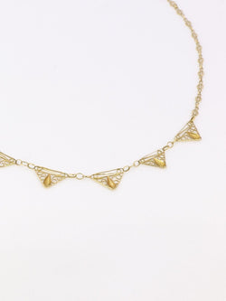 Collier draperie Art Nouveau or jaune filigrane - Castafiore