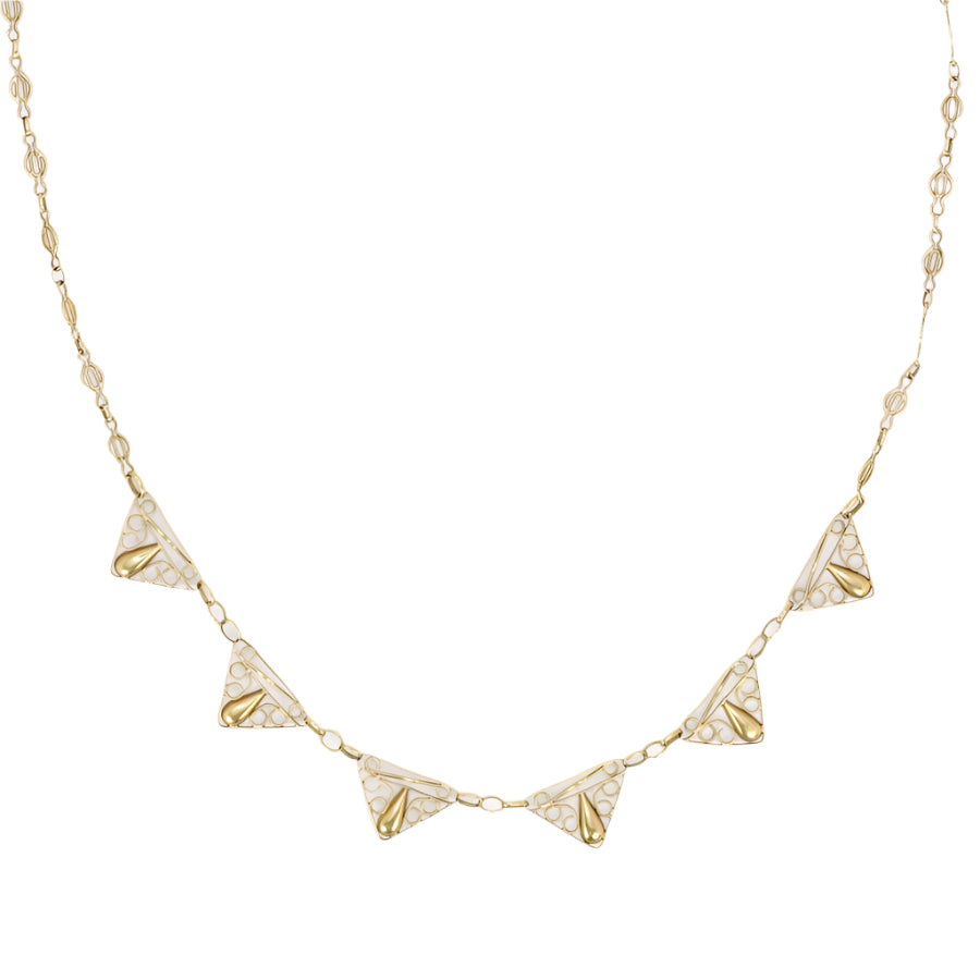 Collier draperie Art Nouveau or jaune filigrane - Castafiore