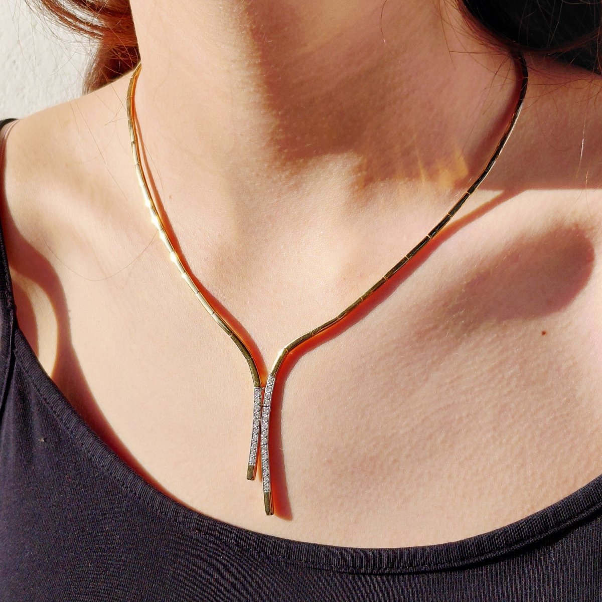 Collier Draperie en or champagne et diamants - Castafiore