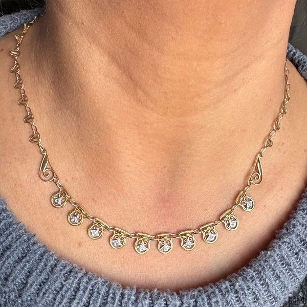 Collier Draperie en or jaune, or blanc et diamants - Castafiore