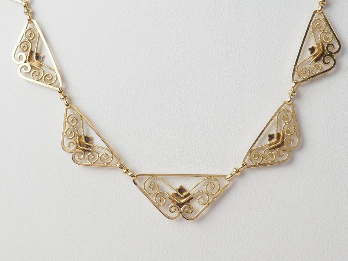 Collier draperie Fin XIXème en or jaune - Castafiore