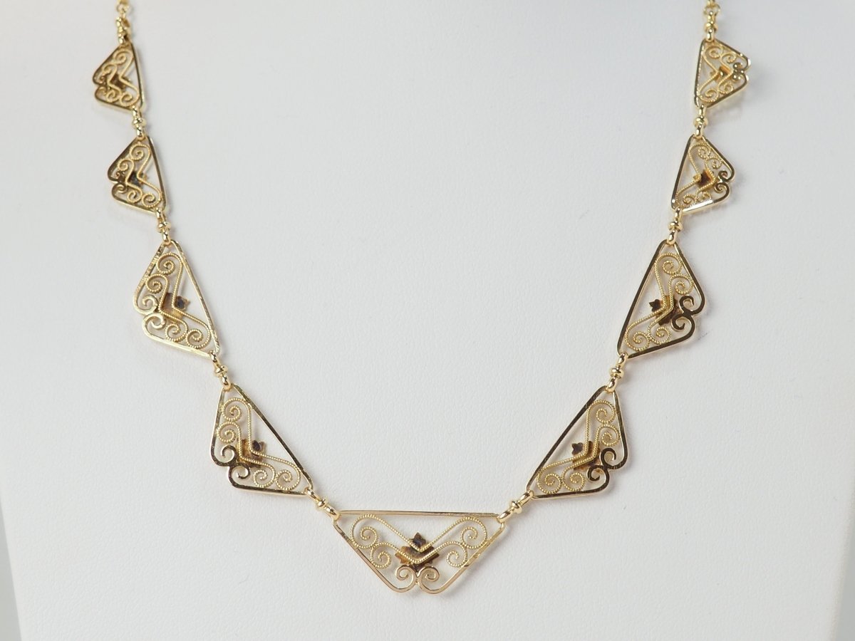 Collier draperie Fin XIXème en or jaune - Castafiore