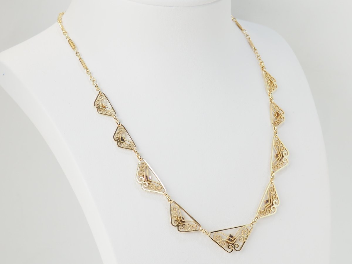 Collier draperie Fin XIXème en or jaune - Castafiore