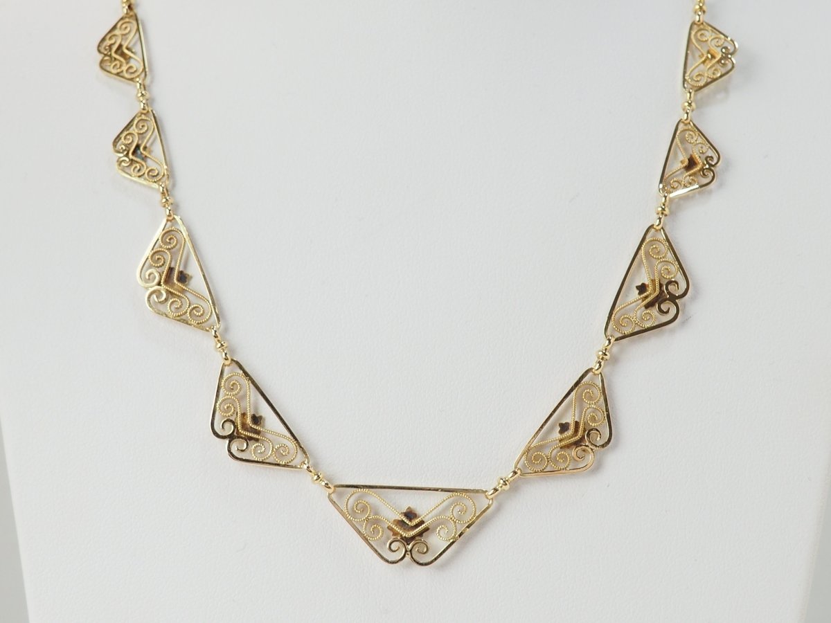 Collier draperie Fin XIXème en or jaune - Castafiore