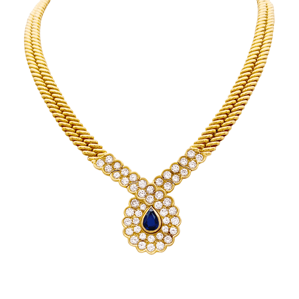Collier Draperie VAN CLEEF & ARPELS en or jaune, saphir et diamants - Castafiore
