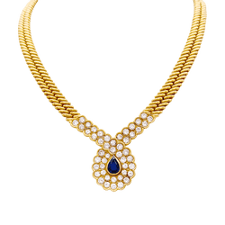 Collier Draperie VAN CLEEF & ARPELS en or jaune, saphir et diamants - Castafiore