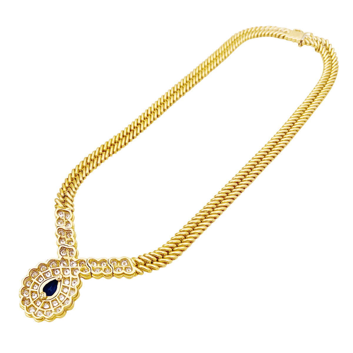 Collier Draperie VAN CLEEF & ARPELS en or jaune, saphir et diamants - Castafiore
