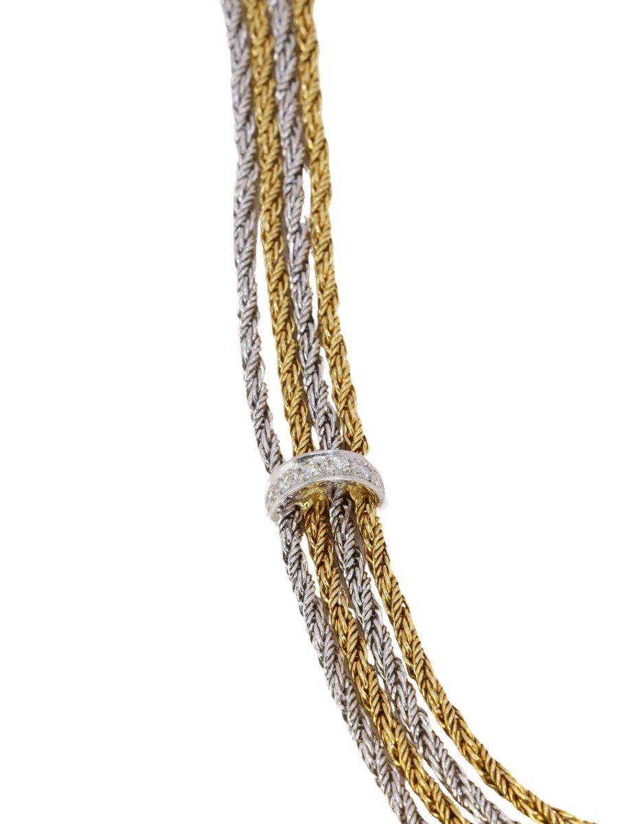 Collier draperie vintage quatre rangs en or et diamants - Castafiore