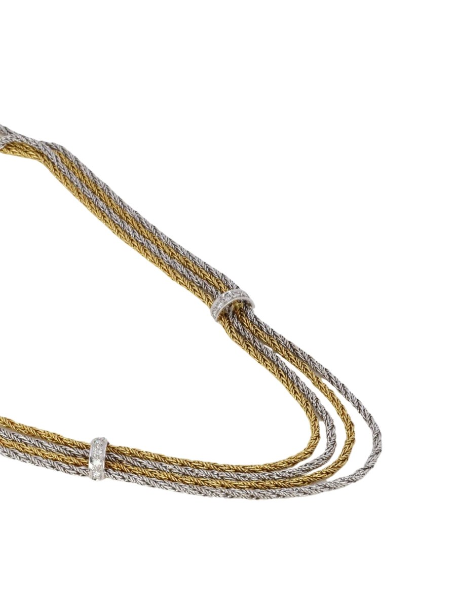 Collier draperie vintage quatre rangs en or et diamants - Castafiore