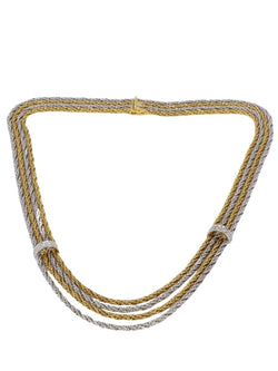 Collier draperie vintage quatre rangs en or et diamants - Castafiore