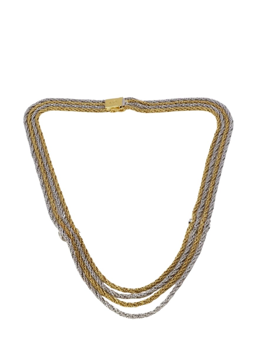 Collier draperie vintage quatre rangs en or et diamants - Castafiore
