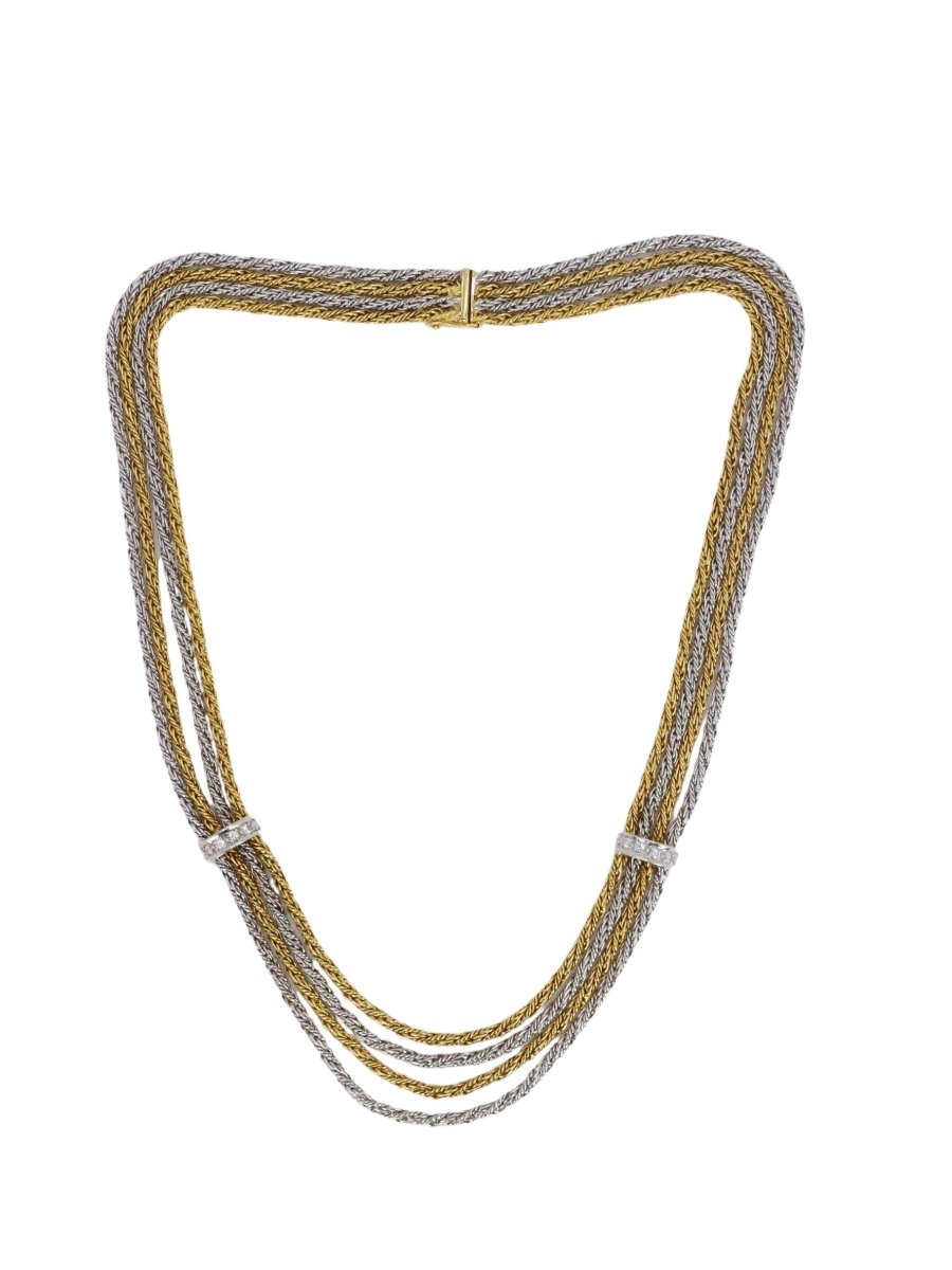 Collier draperie vintage quatre rangs en or et diamants - Castafiore