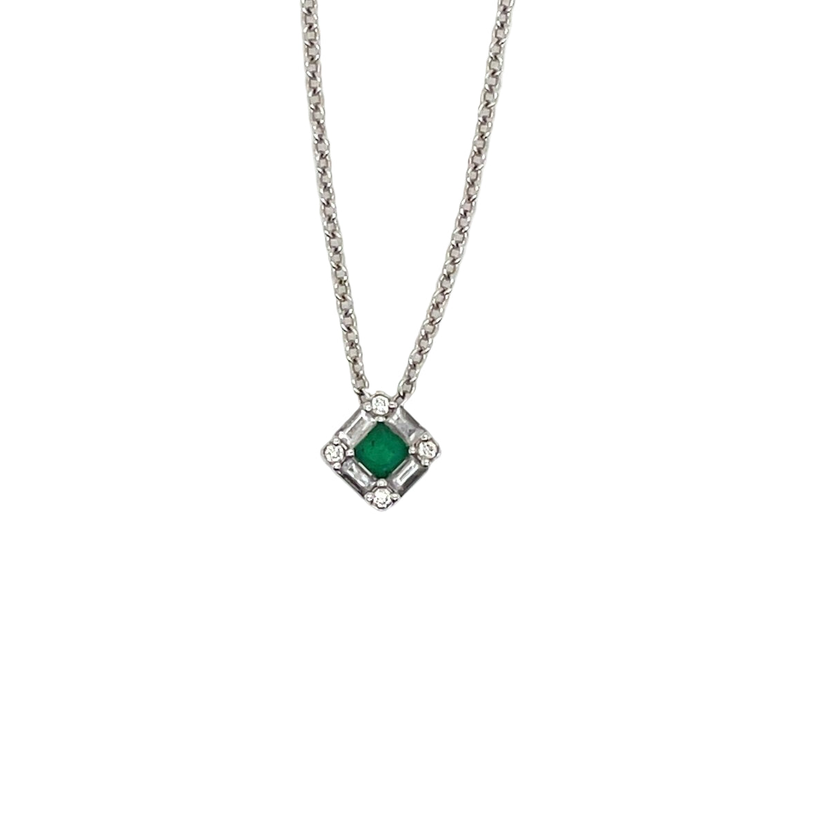 Collier Emeraude Diamants Or Blanc - Castafiore
