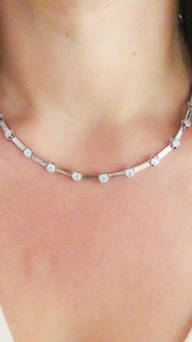 collier en diamant et or gris des 1960 - Castafiore