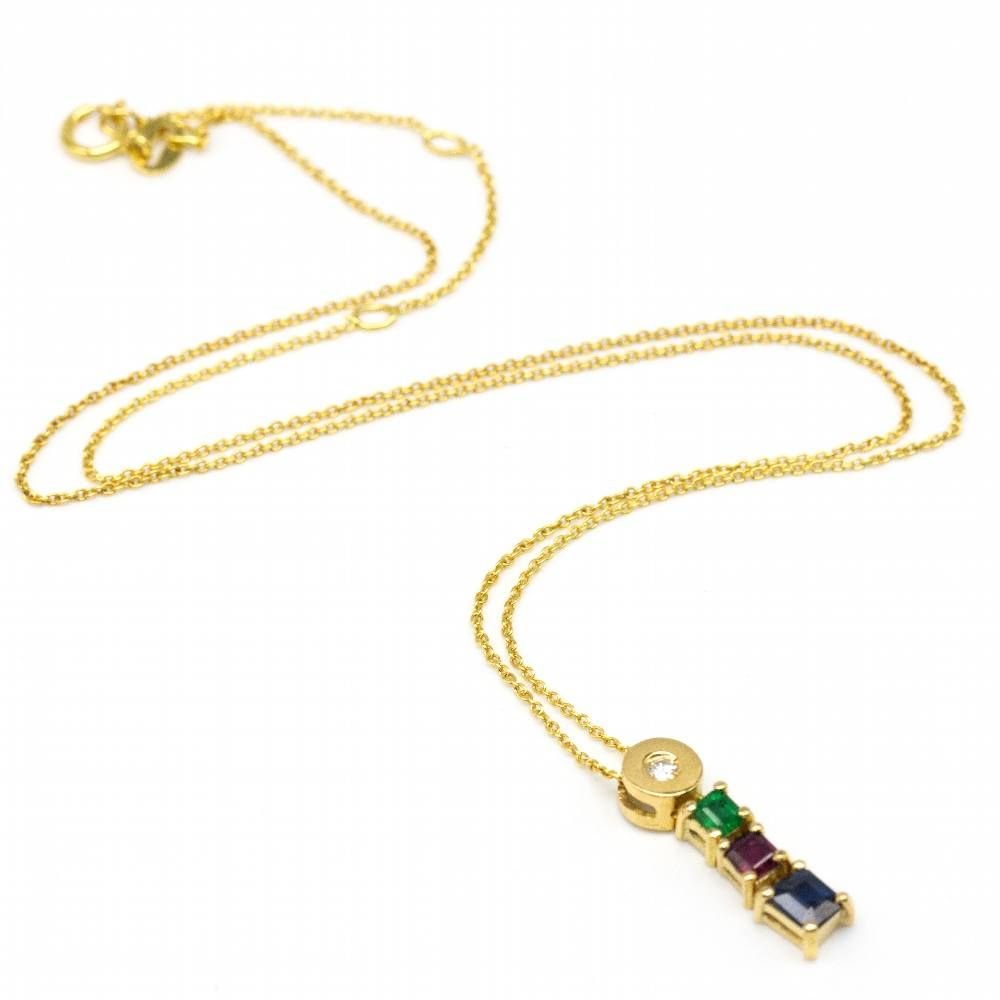 Collier en diamant, rubis, émeraude et saphir - Castafiore