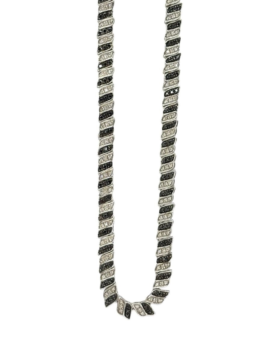 Collier en or blanc 18K et diamants incolores et noirs 2 ct - Castafiore