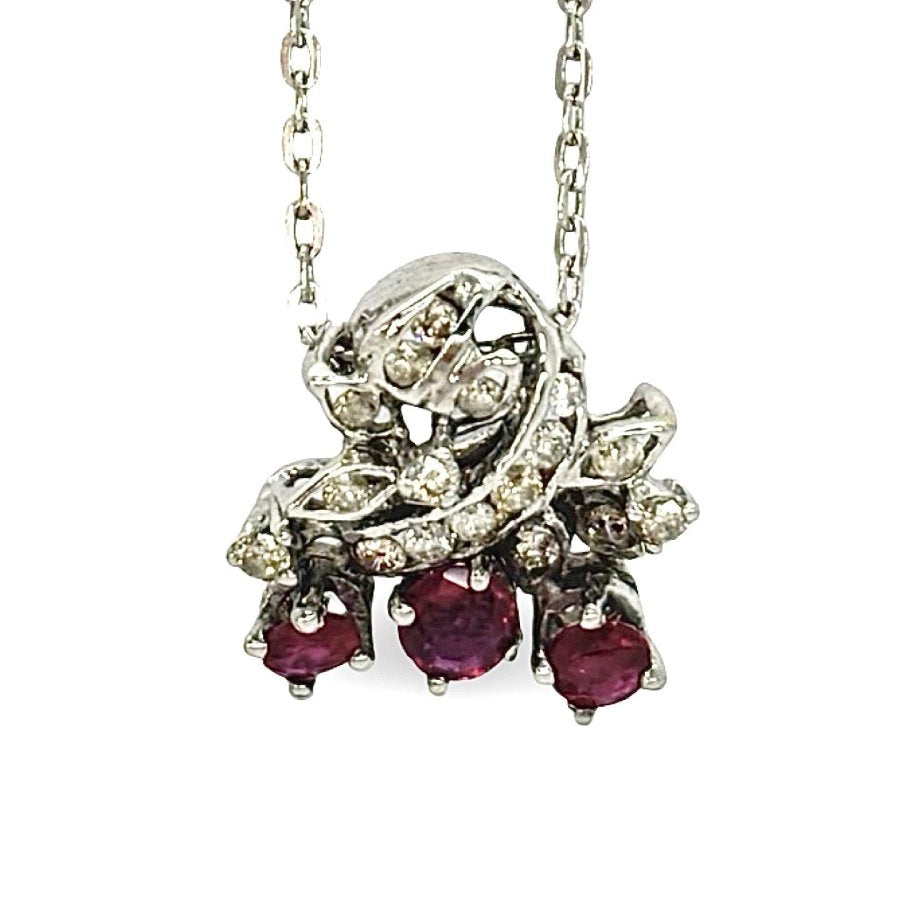 Collier en or blanc rubis et diamants - Castafiore