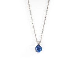 Collier en or gris orné d'un saphir poire - Castafiore