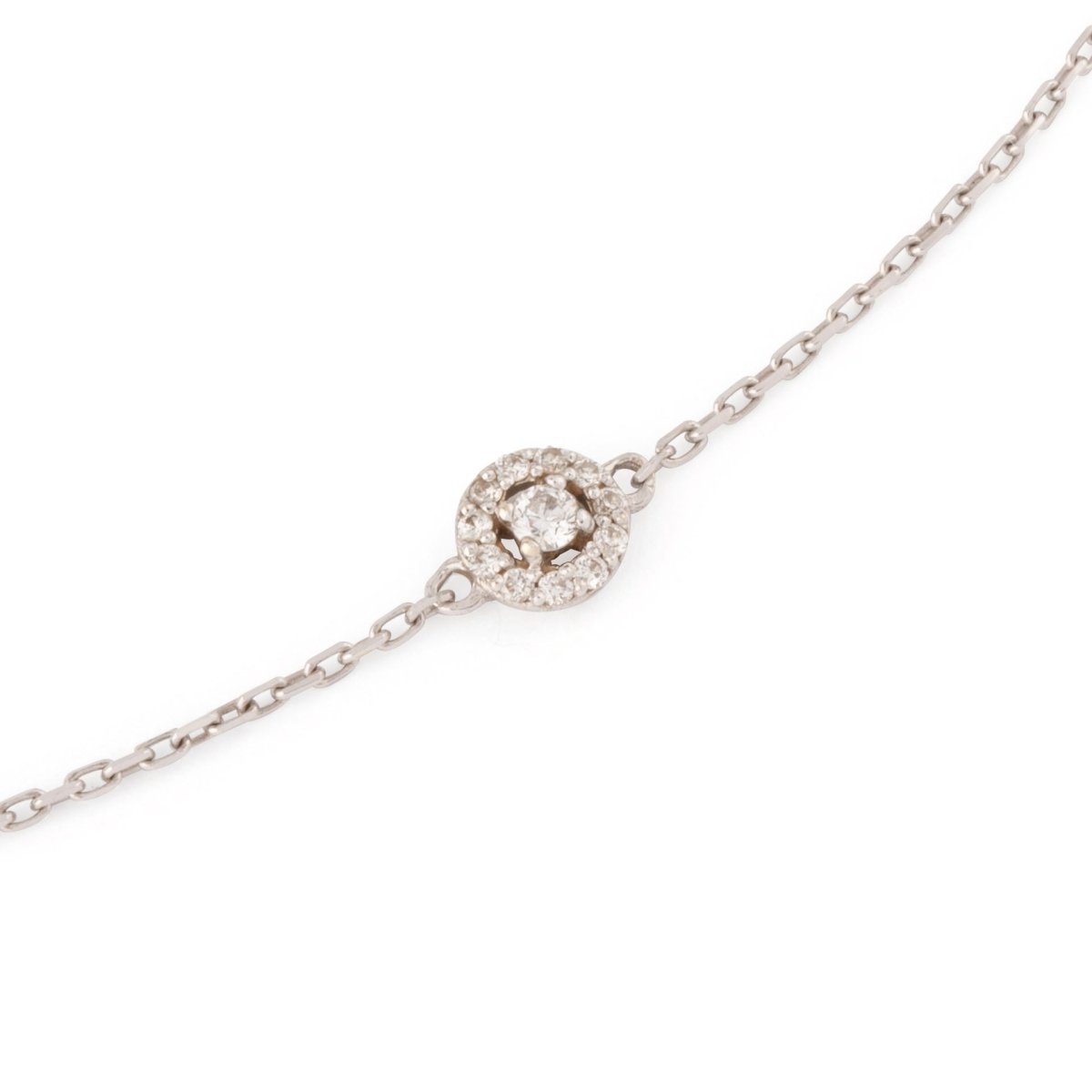 Collier en or gris ornée de 5 diamants entourés de plus petit diamant - Castafiore