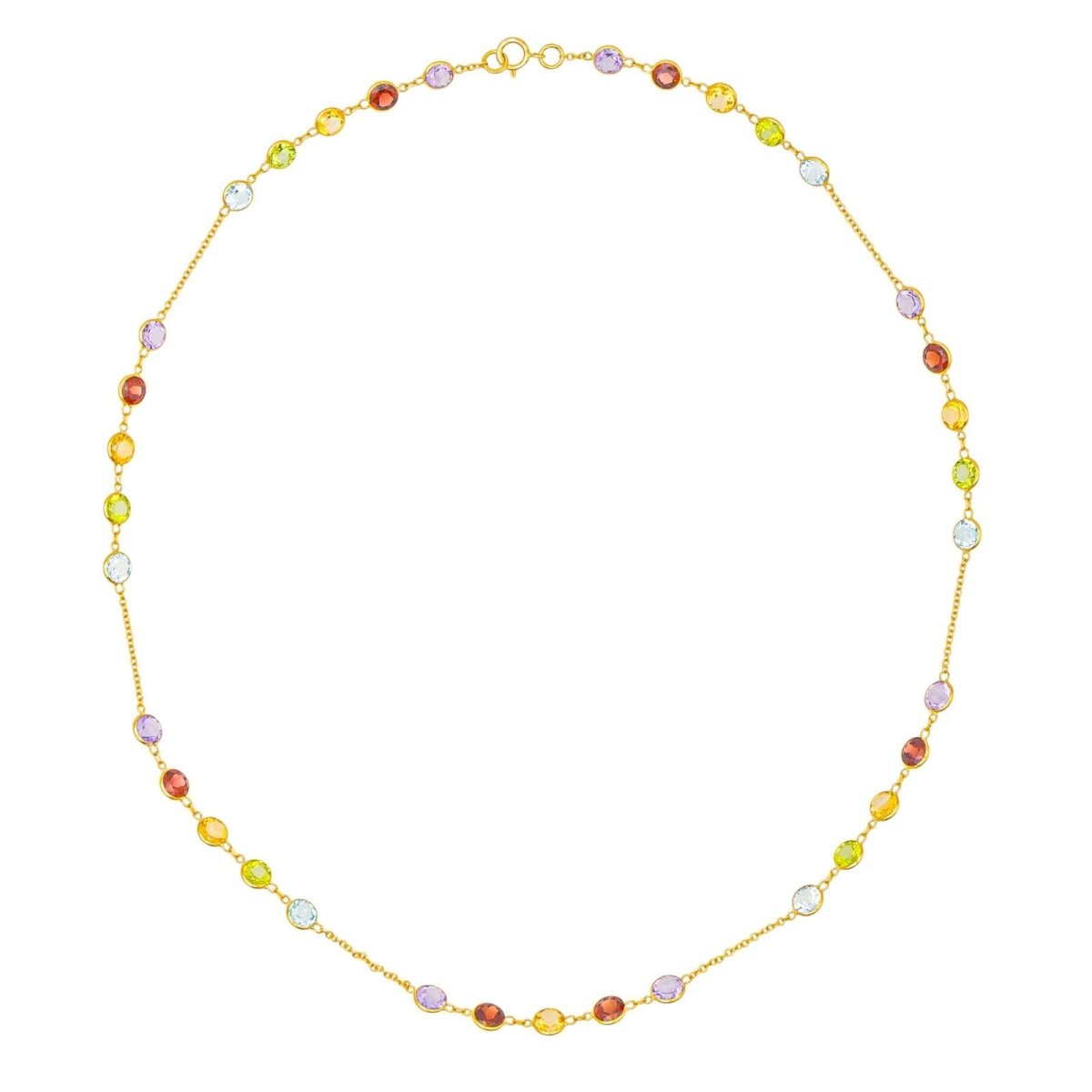 Collier en or jaune, améthystes, grenats, citrines, topazes et grenat - Castafiore
