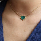 Collier en or jaune et pendentif coeur malachite - Castafiore