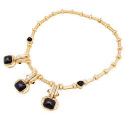Collier en or jaune, hématites et diamants - Castafiore