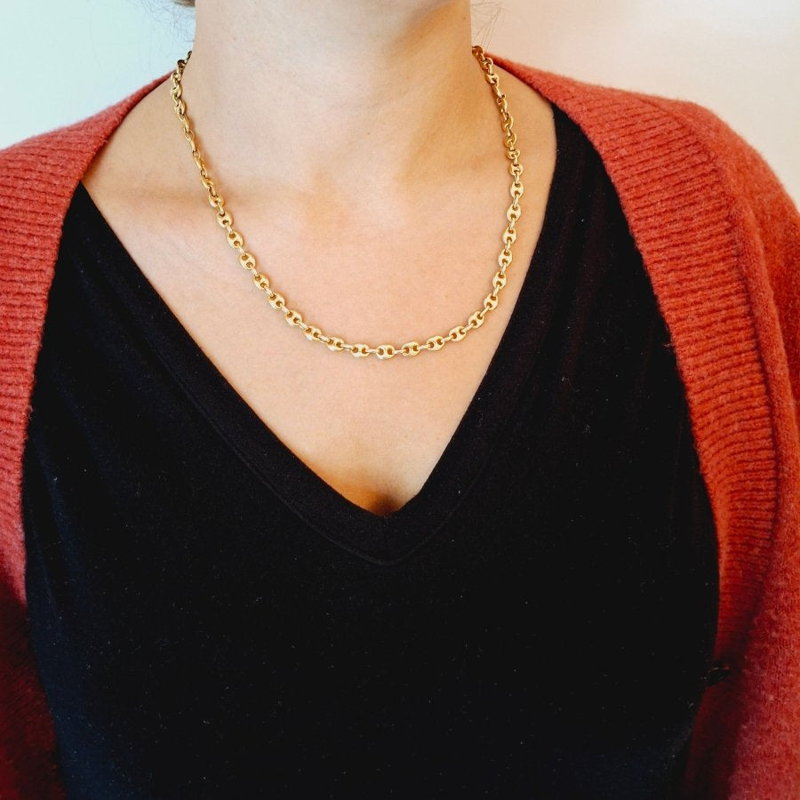 Collier en or jaune maille grain de café - Castafiore