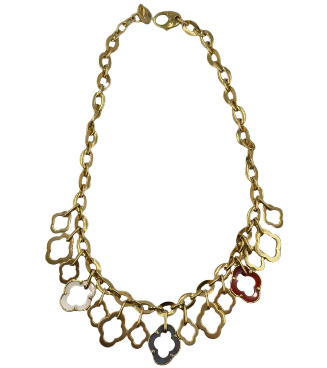 Collier en or jaune, nacre et cornaline - Castafiore