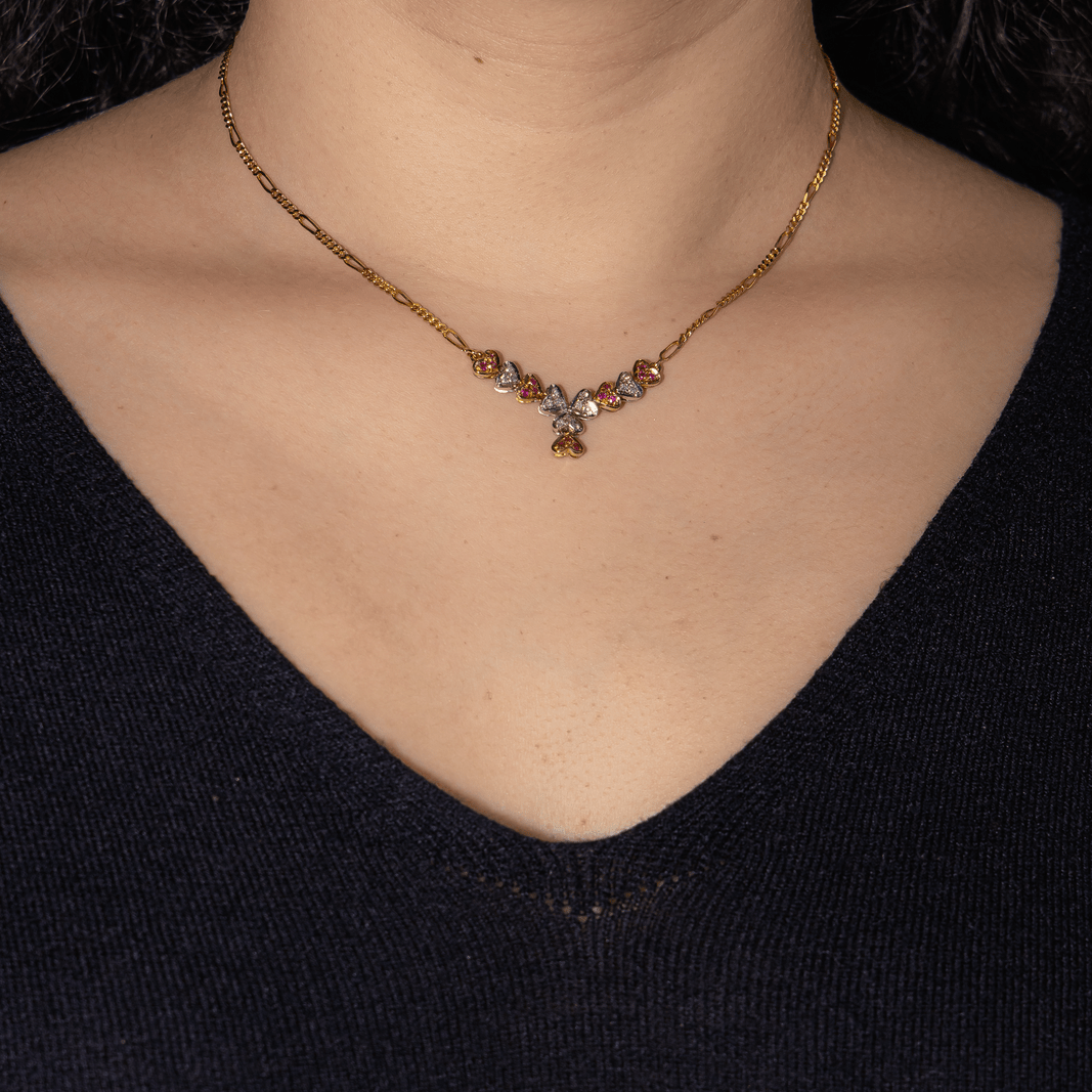 Collier en or jaune, or blanc, rubis et diamants - Castafiore