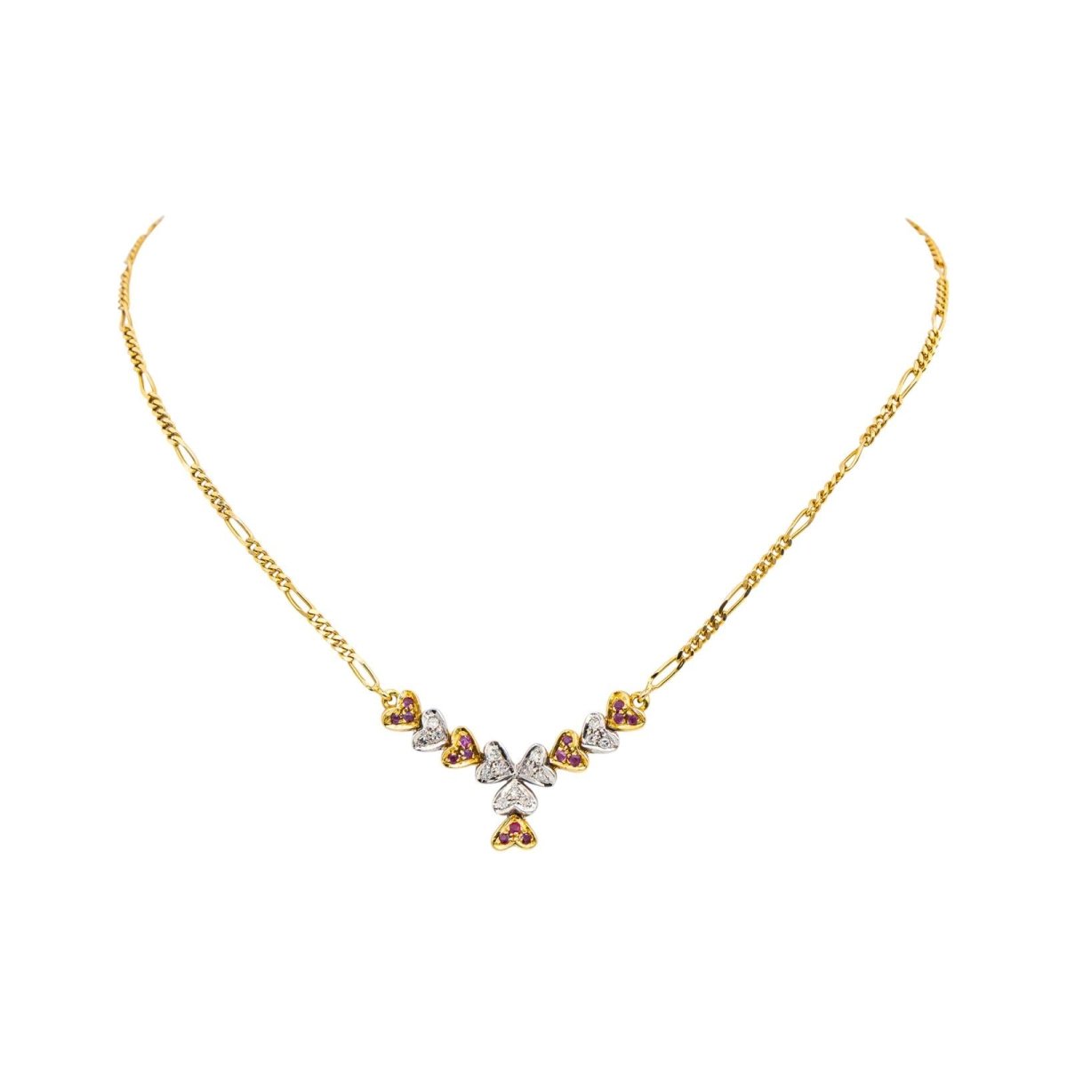 Collier en or jaune, or blanc, rubis et diamants - Castafiore