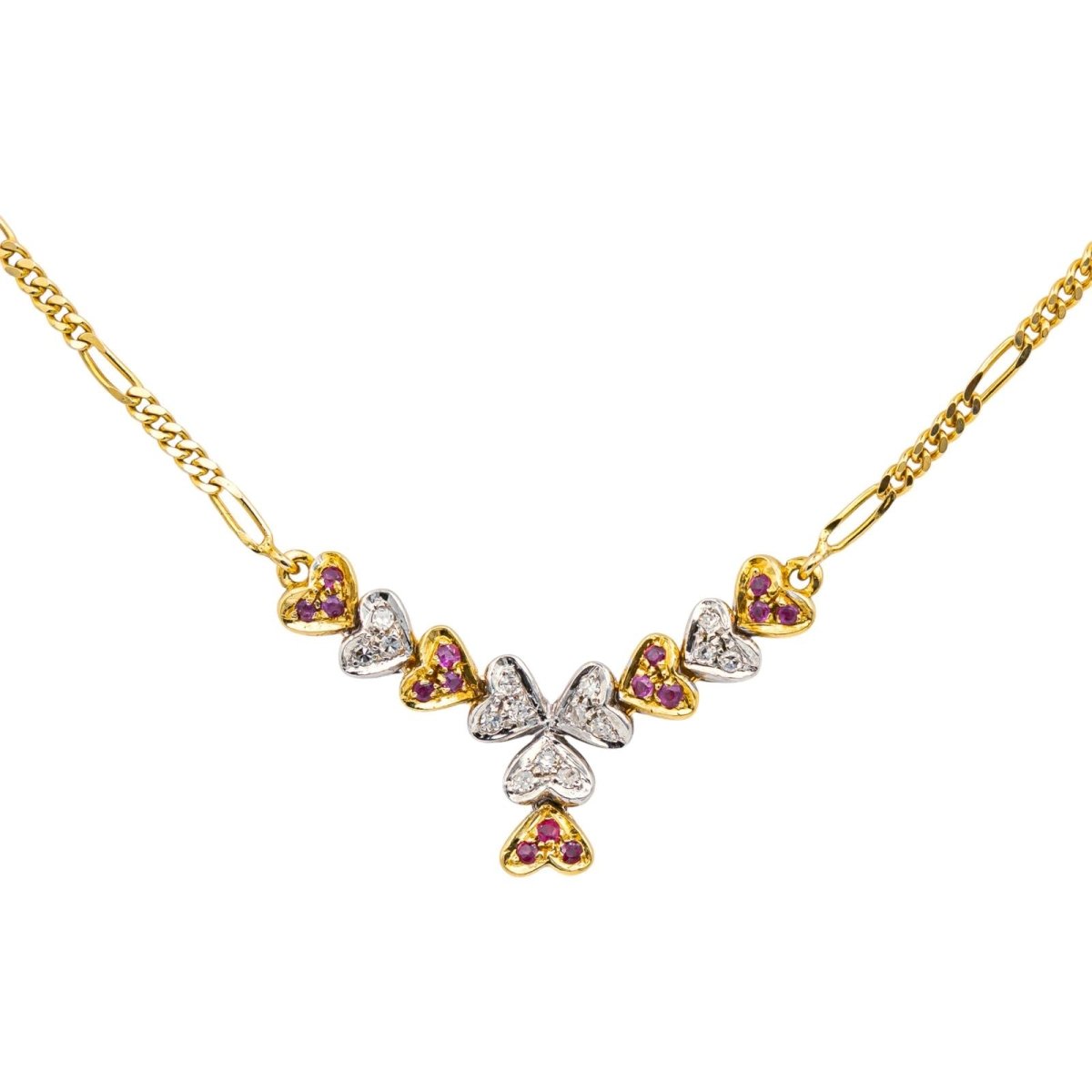 Collier en or jaune, or blanc, rubis et diamants - Castafiore