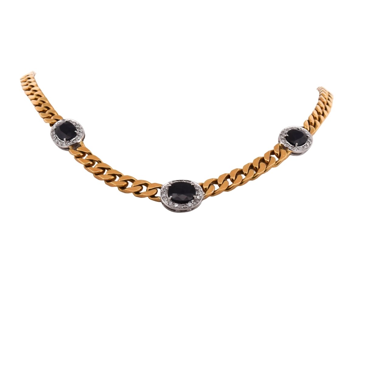 Collier en or jaune, saphirs et diamants - Castafiore