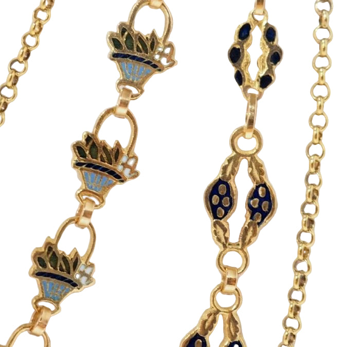Collier esclave du XIXème siècle en or émaillé et perles fines - Castafiore